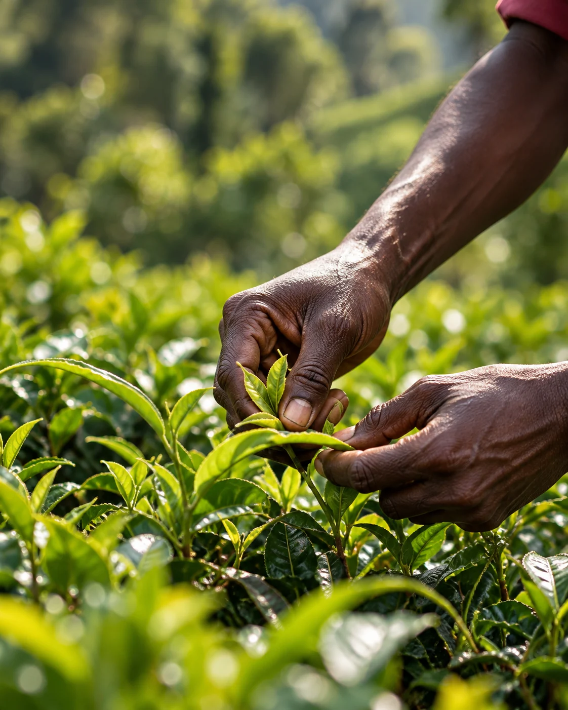 Hand-picking tea leaves in Sri Lanka