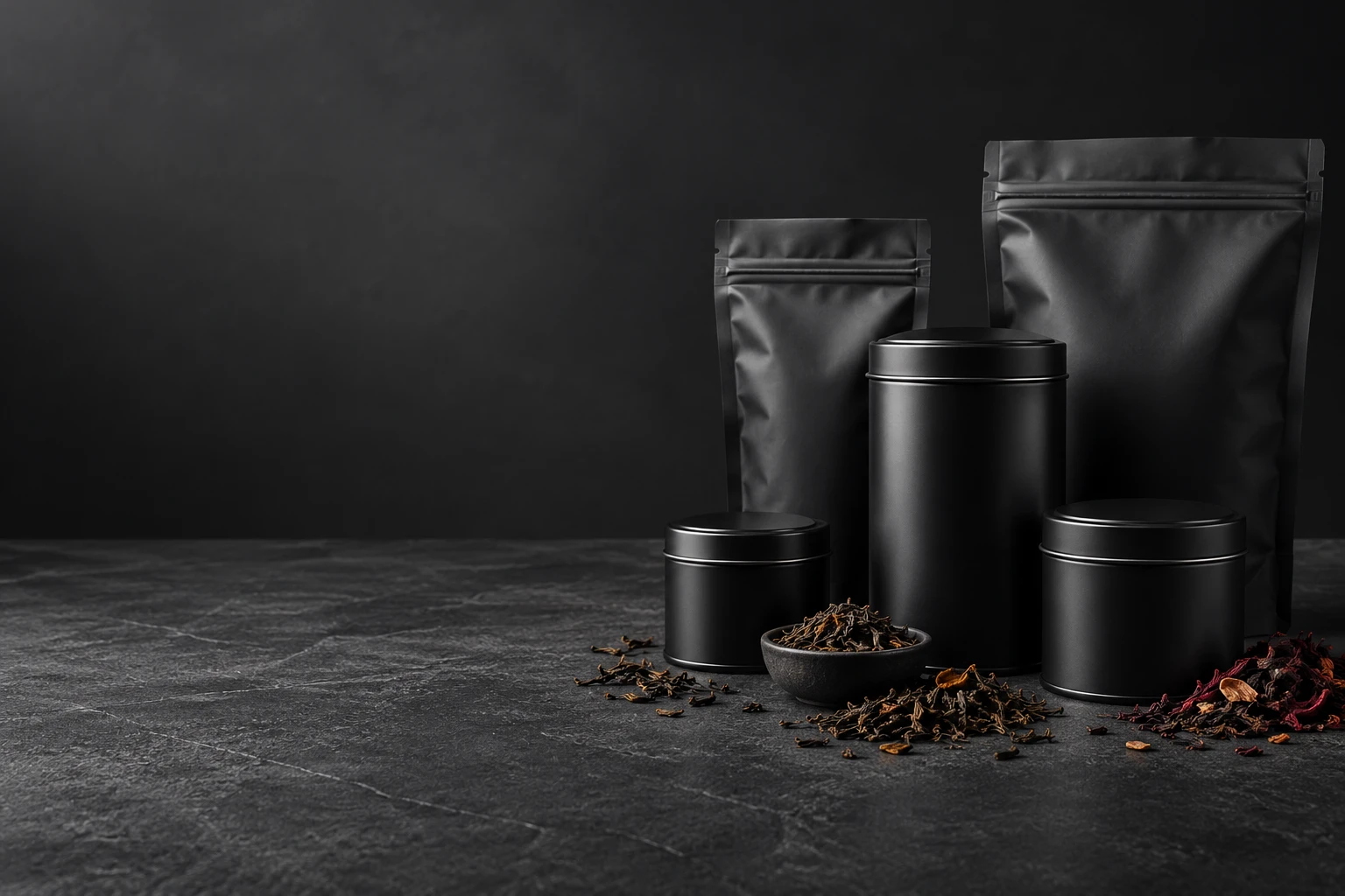 Tea tins and pouches for private label packaging