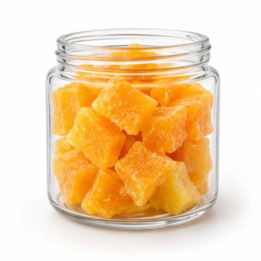Mango chunks in jars